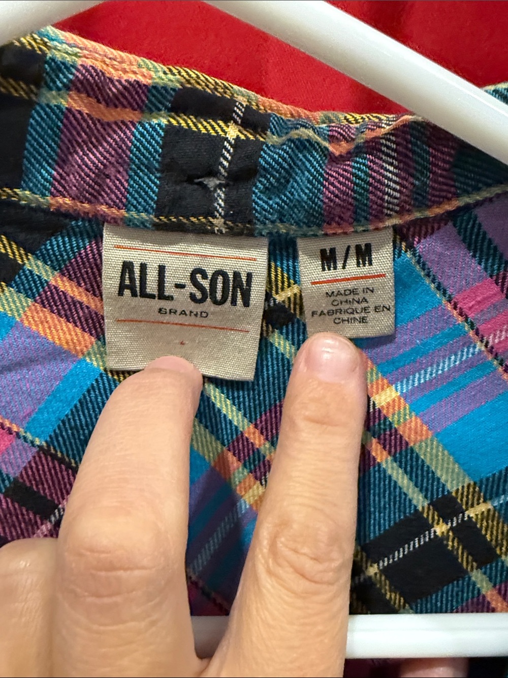 All-Son brand Button-Up Shirt in Pink & Teal size M - Picture 2 of 4